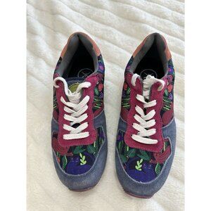 Inkkas Shoes Sneakers Women Size 9 Leather/polyester Upper Cats and Flowers